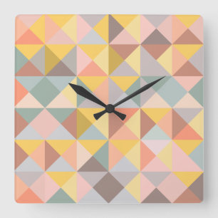 Horloge Carrée Géometric Pattern Fall and Autumn Earth Tones