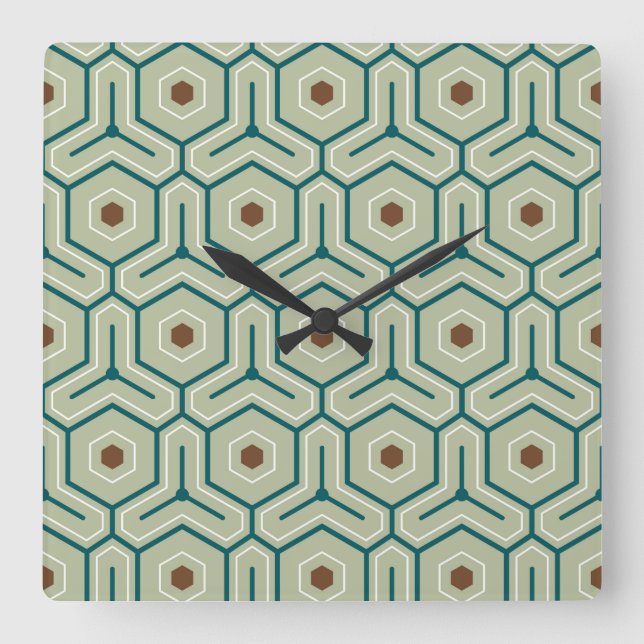 Horloge Carrée Geometric pattern with interlocking hexagons (Recto)