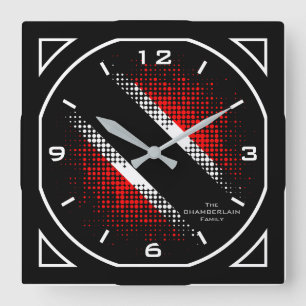 Horloge Carrée Géometric Trinidad and Tobago Dot Pattern Flag