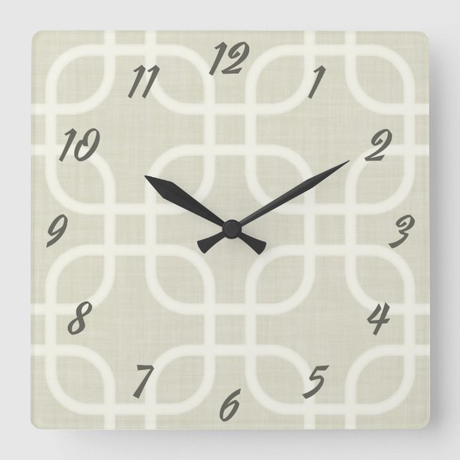 Horloge Carrée Géométrique beige rétro (Recto)