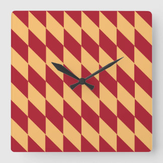 Horloge Carrée Géométrique jaune et rouge