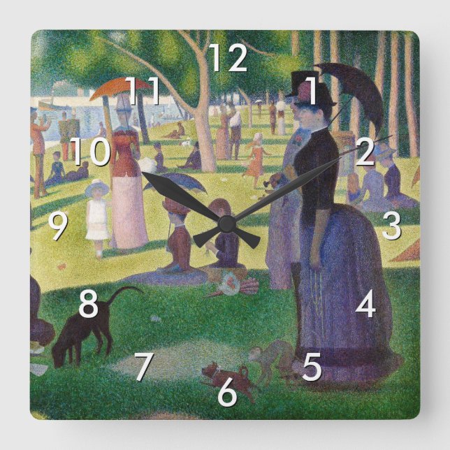 Horloge Carrée Georges Seurat - Un dimanche sur La Grande Jatte (Recto)