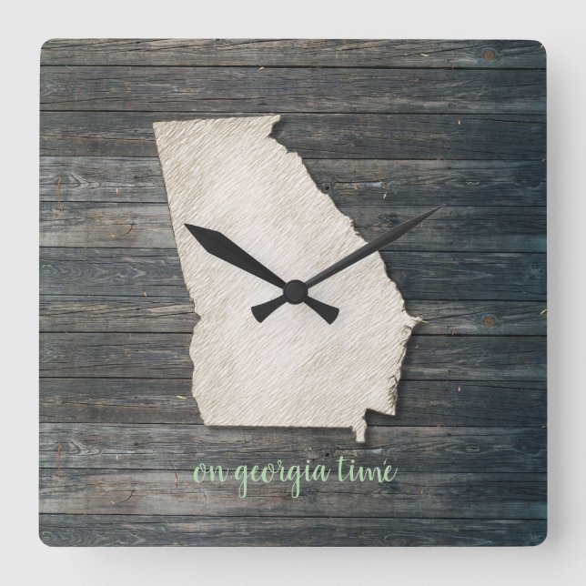 Horloge Carrée Georgia Wall Clock – Rustic Farmhouse State Decor (Recto)