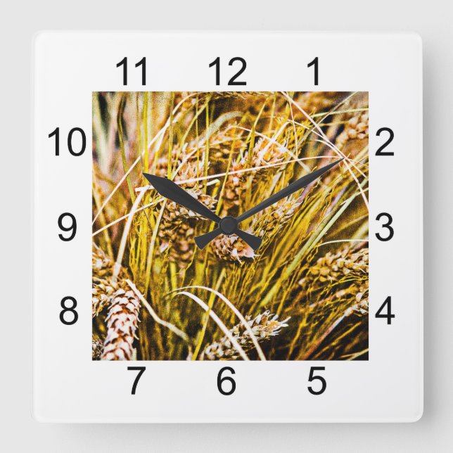Horloge Carrée Gerbe De Blé - Merci (Recto)
