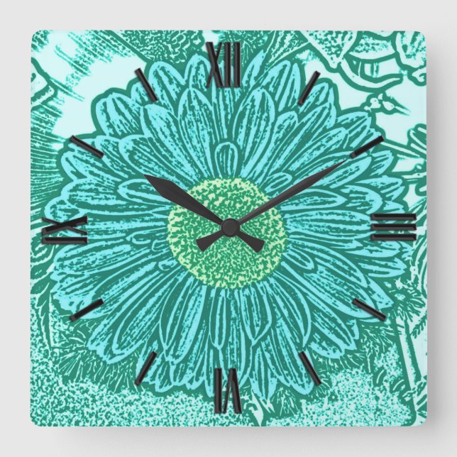 Horloge Carrée Gerbera Daisy (Recto)