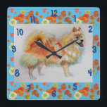 Horloge Carrée German Spitz Pomeranian Dog dogs Childs Room Clock<br><div class="desc">German Spitz Pomeranian Dog dogs Childs Room Clock. Designed from my original watercolour art.</div>