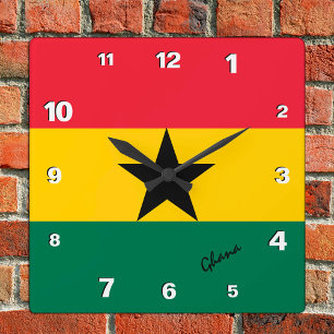 Horloge Carrée Ghana Horloge, maison patriotique, Drapeau ghanéen