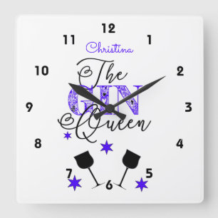 Horloge Carrée Gin Queen White