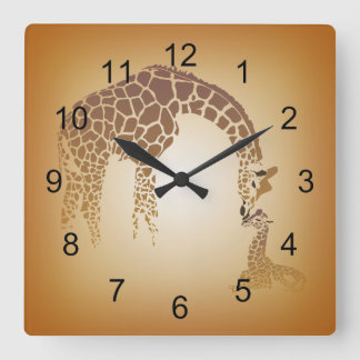 Horloge Carrée Giraffe de Mother et Cute tan