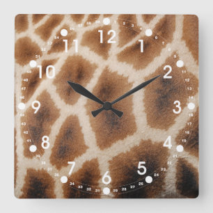 Horloge Carrée Giraffe réticulée Motif Wild Poster de animal cade