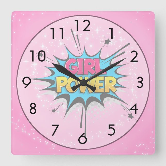 Horloge Carrée Girl Power (Recto)