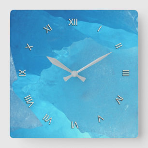Horloge Carrée Glace bleue