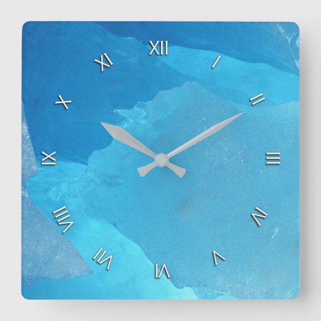 Horloge Carrée Glace bleue (Recto)