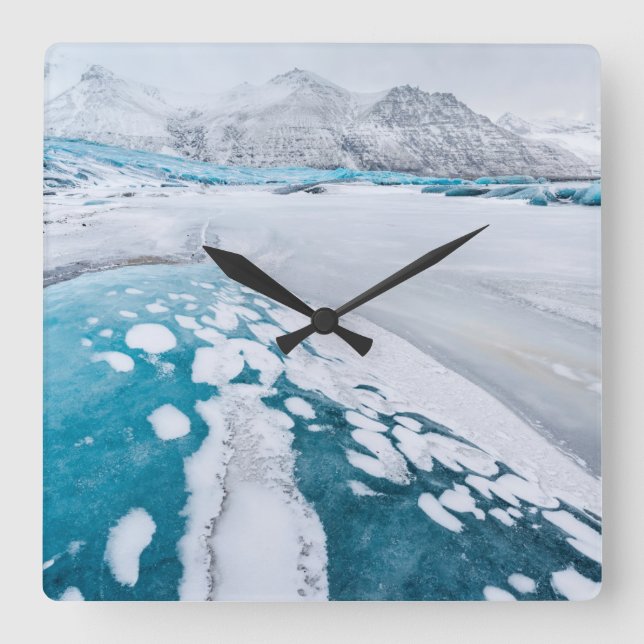 Horloge Carrée Glace de glacier gelée, Islande (Recto)