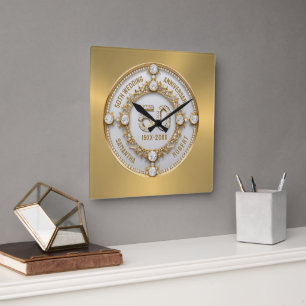Horloge Carrée Glam Diamants Blancs 50e Anniversaire de Mariage