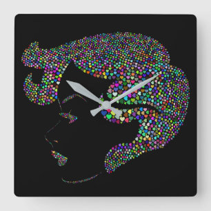 Horloge Carrée Glam girl with hearts