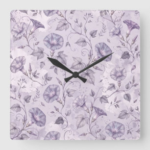 Horloge Carrée Glorieuses de matin lavande poussiéreuse Élégant f