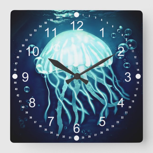 Horloge Carrée Glowing Jellyfish Ocean Marine Life Beach Sea Life (Recto)