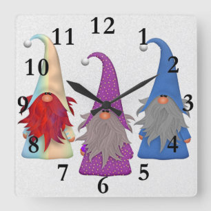 Horloge Carrée Gnomes Trio Wall Clock