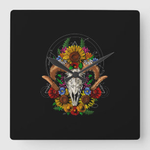 Horloge Carrée Goat Skull