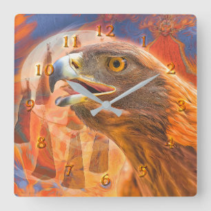 Horloge Carrée GOLDEN EAGLE Appelle toute l'horloge de Kachina