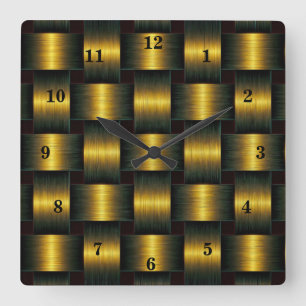 Horloge Carrée Golden Lattice Wall Clock