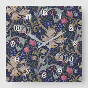 Horloge Carrée Golden Lily, William Morris