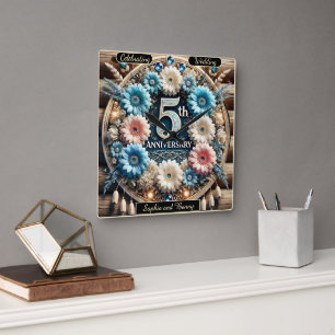 Horloge Carrée Golden Love : 5e anniversaire Design