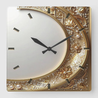 Horloge Carrée Golden Ornate Frame Wall Clock