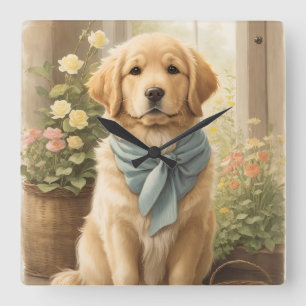 Horloge Carrée Golden Retriever