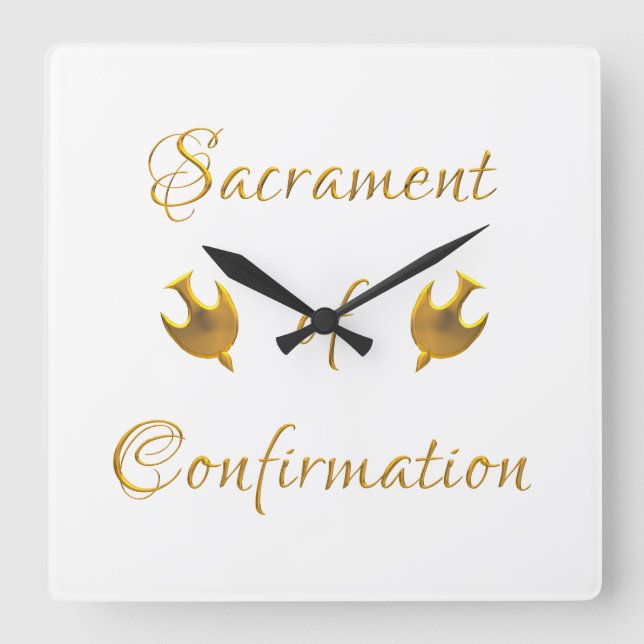 Horloge Carrée Golden Sacrament of Confirmation and Holy Spirit (Recto)