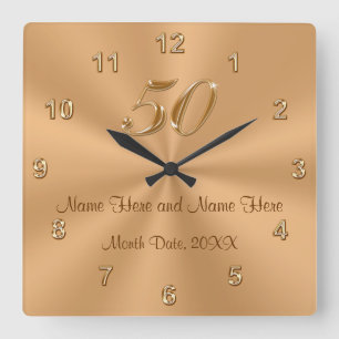 Horloge Carrée Golden Wedding Anniversary Poison Clock