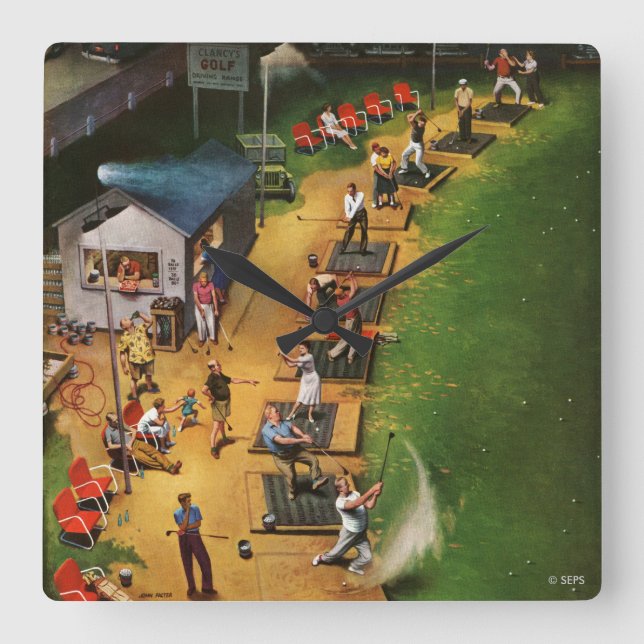 Horloge Carrée Golf Driving (Recto)