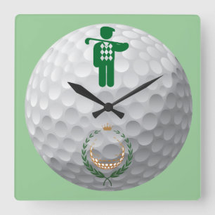 Horloge Carrée Golf jouant au golf autour de l'horloge murale