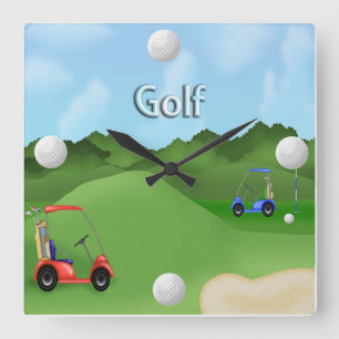 Horloge Carrée Golfing Clock