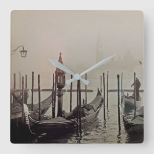 Horloge Carrée Gondoles dans le brouillard, Venise, Italie