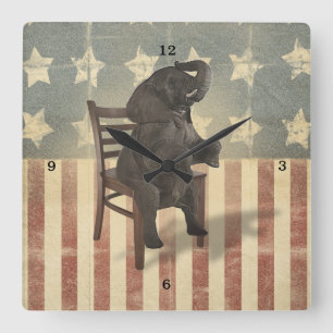 Horloge Carrée GOP Elephant Takes Over the chair Funny Political
