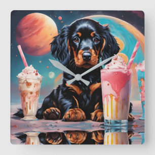 Horloge Carrée Gordon Setter Puppy N Milkshakes