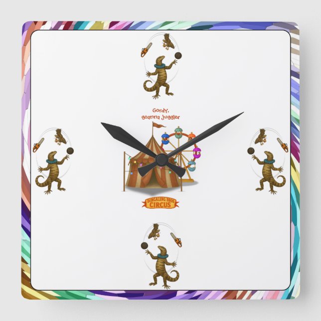 Horloge Carrée Gordy, jongleur de goannas (Recto)