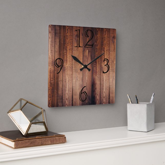 Horloge Carrée Gorgeous Dark Wood-look (Bureau)