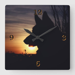 Horloge Carrée Gorgeous German Shepherd Silhouette Wall Clock