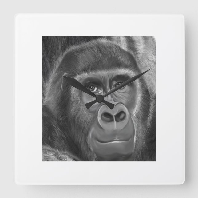 Horloge Carrée Gorilla sucking fingers Clock2 指しゃぶりのゴリラ時計 (Recto)