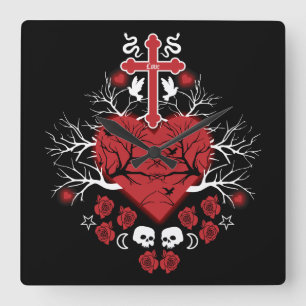 Horloge Carrée Goth Post Punk Mode