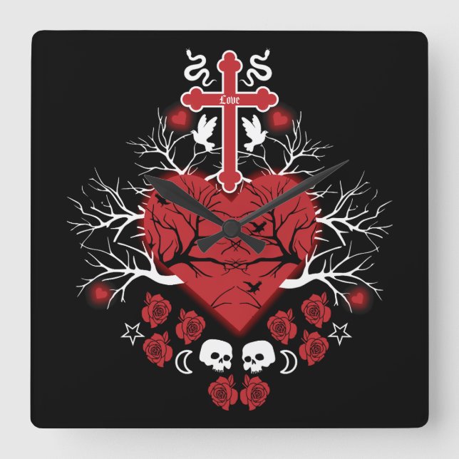 Horloge Carrée Goth Post Punk Mode (Recto)