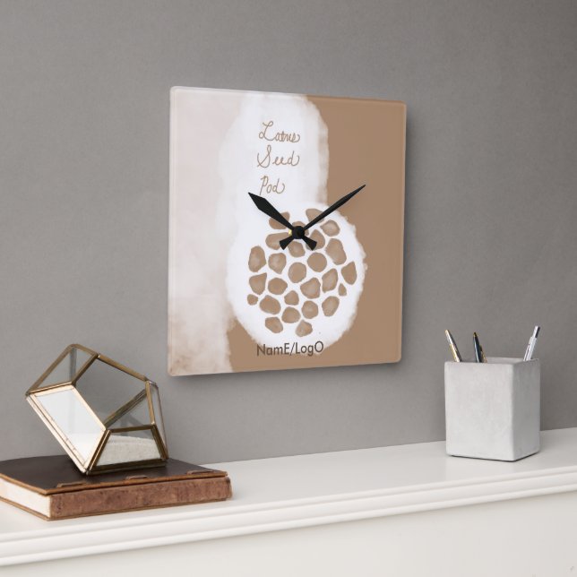 Horloge Carrée gousse de graines de lotus_objet_11 (Bureau)