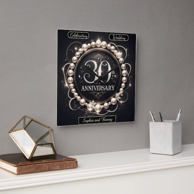 Horloge Carrée Grâce à Pearl 30e Anniversaire (Bureau)