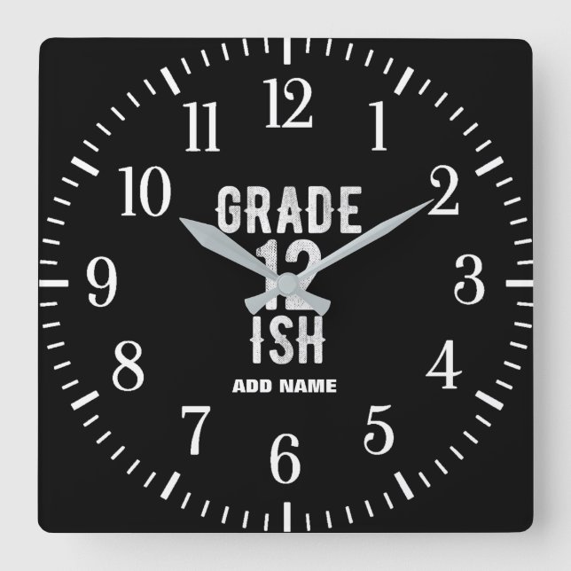 HORLOGE CARRÉE GRADE 12 ISH COOL 12E FUNNY CUTE  TEXTE BLANC (Recto)