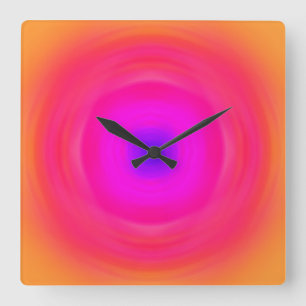 Horloge Carrée Gradient d'années '60 - jaune orange pourpre bleu