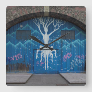 Horloge Carrée Graffiti Arbre De Vie