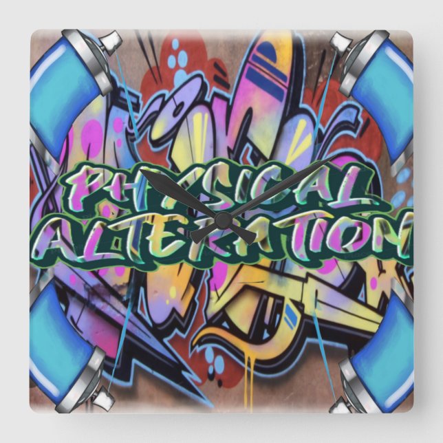 Horloge Carrée Graffiti de l'horloge murale (Recto)